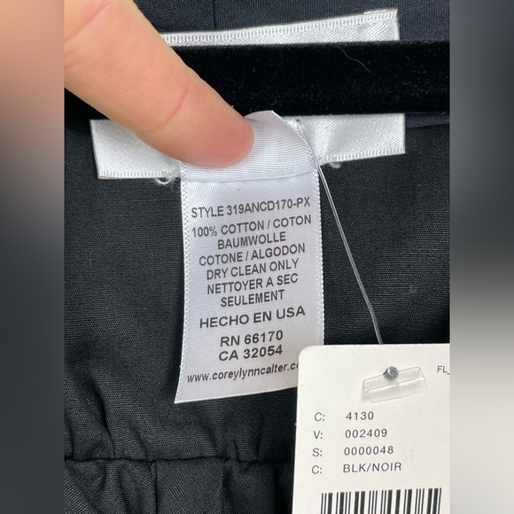 Anthro Corey Lynn Calter Harper Midi Dress Women's Large Poplin Tie Waist Black - Picture 14 of 16